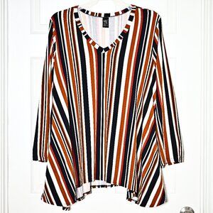Lildy Striped V-Neck Long Sleeve Top